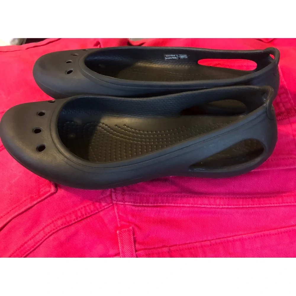 Crocs Kadee Work Flat Black Slip Resistant Comfort Ballet Shoes Womens 6